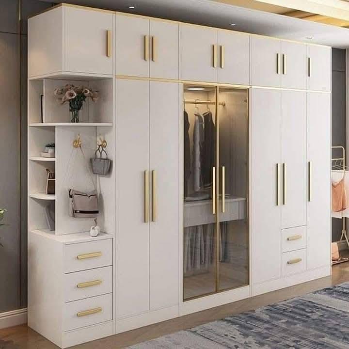 Contemporary White and Gold Modular Wardrobe