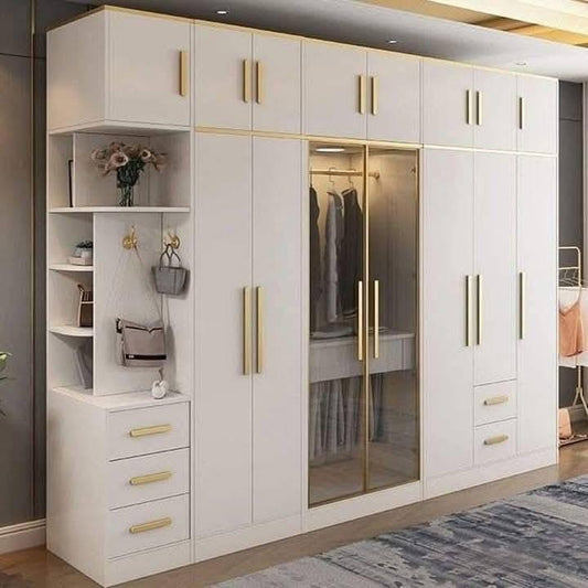 Contemporary White and Gold Modular Wardrobe